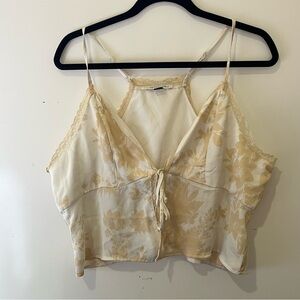 American Eagle Outfitters Cream and Brown Crop Top